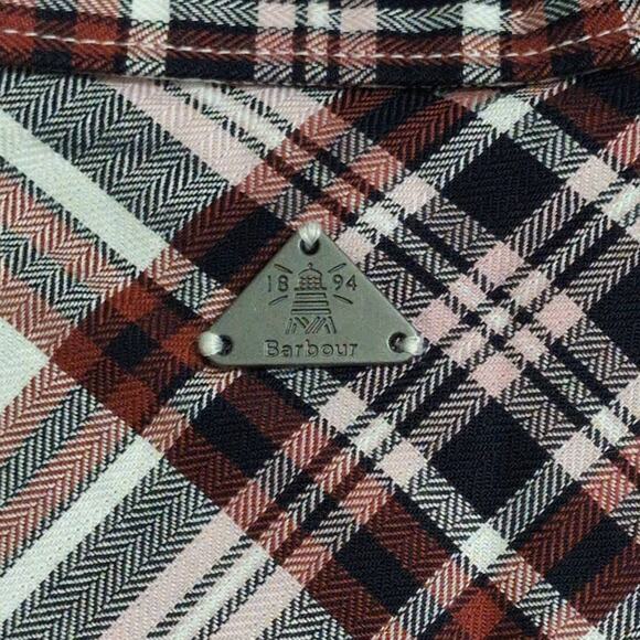 Barbour Bethwin Shirt Cloud Check Herringbone Plaid Button Front 6 New - Picture 6 of 13